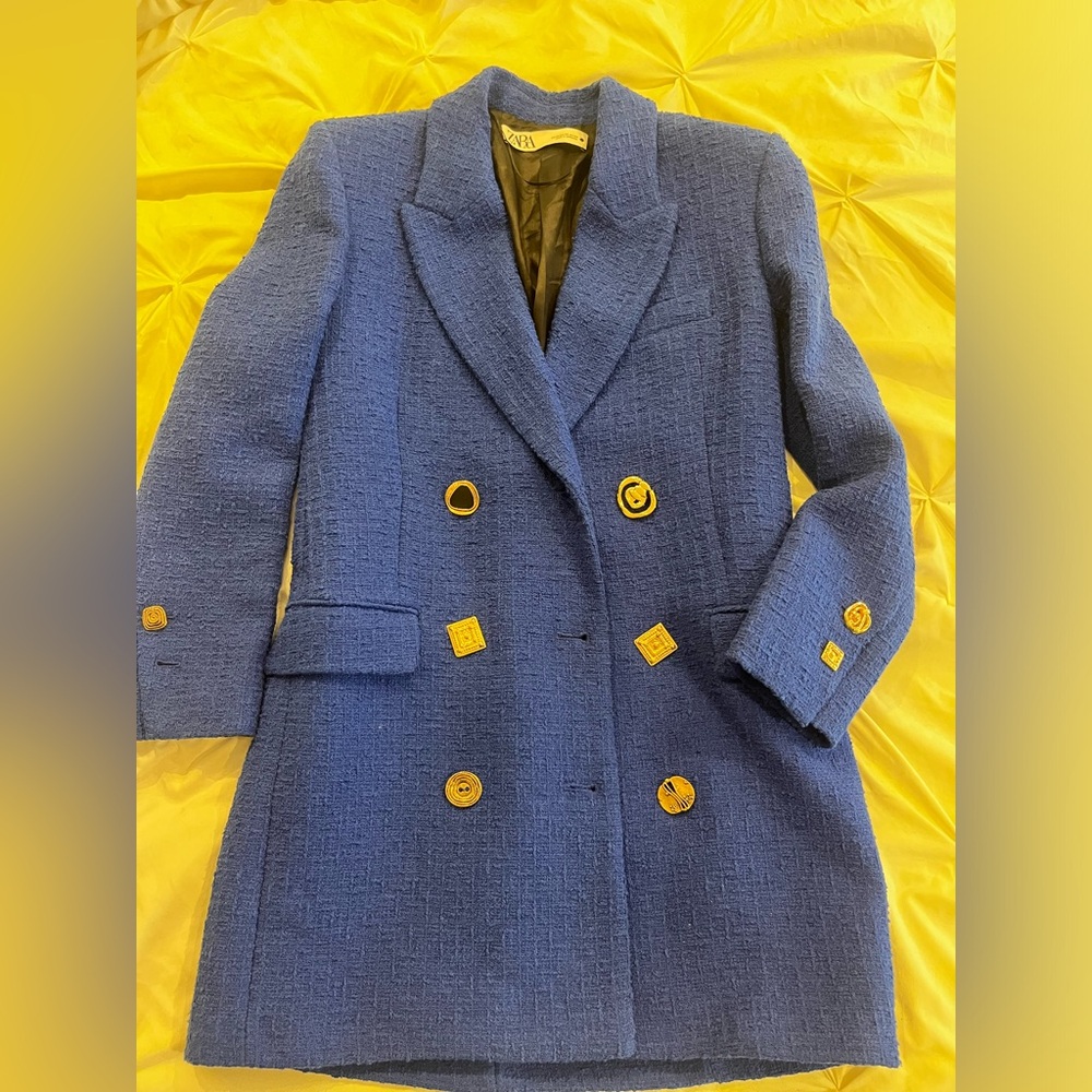 Zara brand new Women's Royal Blue Textured Blazer - Picture 6 of 7